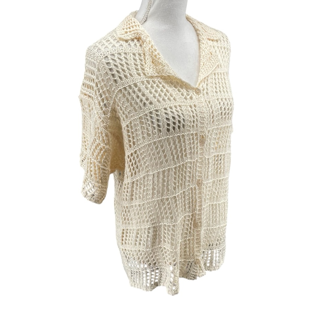 Peppermayo Cabo Paradise Crochet Shirt - Natural